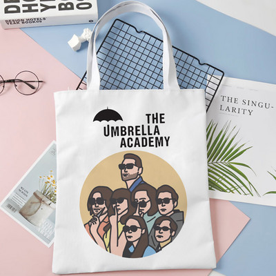 nákupná taška Umbrella Academy nákupná opakovane použiteľná bolsa bolsas de tela taška na potraviny vak cabas bolsas ecologicas šnúrka