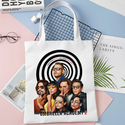 nákupná taška Umbrella Academy nákupná opakovane použiteľná bolsa bolsas de tela taška na potraviny vak cabas bolsas ecologicas šnúrka