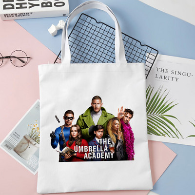 nákupná taška Umbrella Academy nákupná opakovane použiteľná bolsa bolsas de tela taška na potraviny vak cabas bolsas ecologicas šnúrka