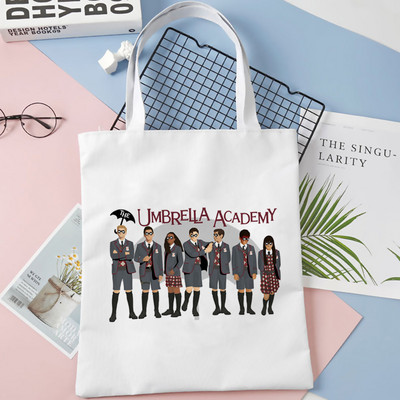 nákupná taška Umbrella Academy nákupná opakovane použiteľná bolsa bolsas de tela taška na potraviny vak cabas bolsas ecologicas šnúrka