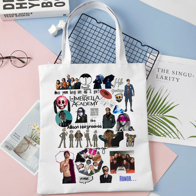 nákupná taška Umbrella Academy nákupná opakovane použiteľná bolsa bolsas de tela taška na potraviny vak cabas bolsas ecologicas šnúrka