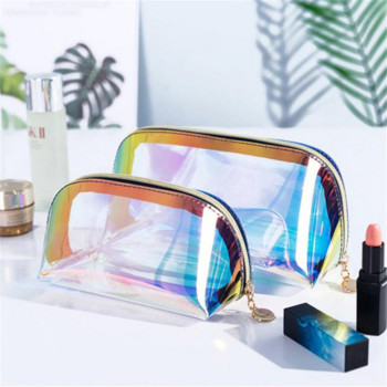 Прозрачна холографска цветна чанта за молив Калъф Лазерна козметична чанта Многофункционална чанта за съхранение на канцеларски материали