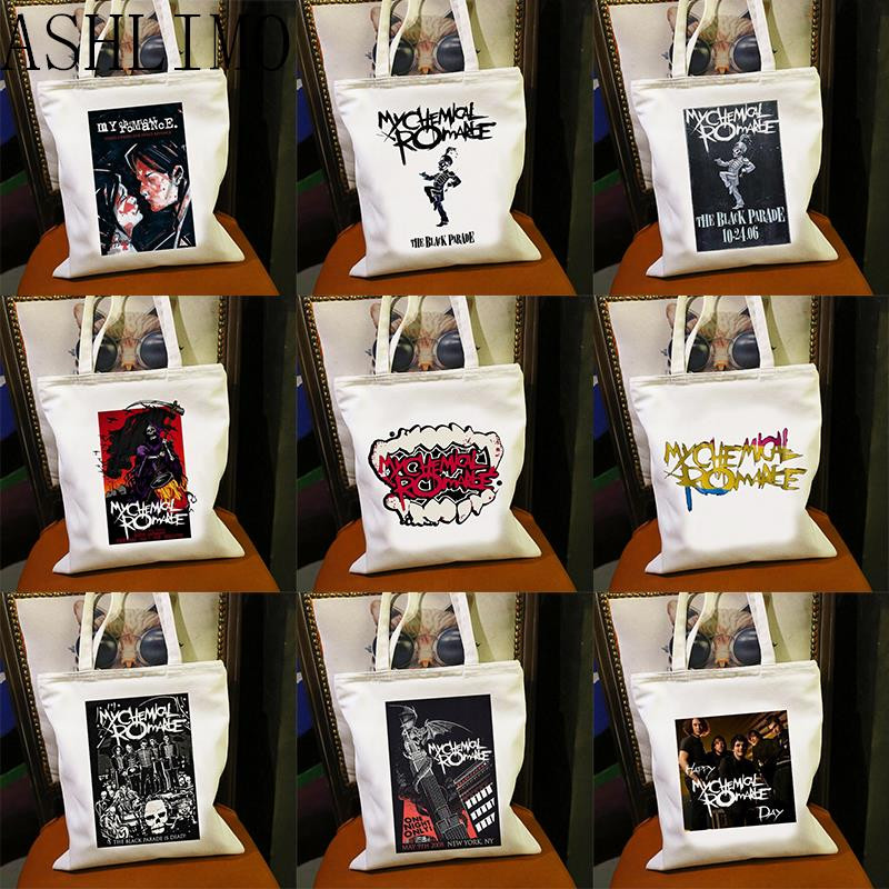 My Chemical Romance McR Dead plátená taška nákupná taška Tote Harajuku nákupná taška dámska taška cez rameno dámska kabelka s veľkou kapacitou
