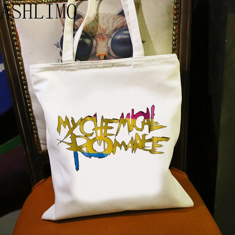 My Chemical Romance McR Dead plátená taška nákupná taška Tote Harajuku nákupná taška dámska taška cez rameno dámska kabelka s veľkou kapacitou