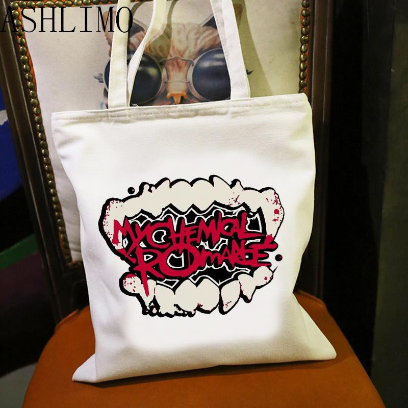 My Chemical Romance McR Dead plátená taška nákupná taška Tote Harajuku nákupná taška dámska taška cez rameno dámska kabelka s veľkou kapacitou