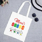 Super Merci Atsem Print Geantă de cumpărături pentru femei Geantă tote din pânză Genți de mână de călătorie în aer liber Geanta de depozitare eco reutilizabilă Cadouri pentru profesori