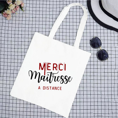 Super Merci Atsem Print Geantă de cumpărături pentru femei Geantă tote din pânză Genți de mână de călătorie în aer liber Geanta de depozitare eco reutilizabilă Cadouri pentru profesori