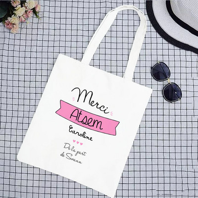 Super Merci Atsem Print Geantă de cumpărături pentru femei Geantă tote din pânză Genți de mână de călătorie în aer liber Geanta de depozitare eco reutilizabilă Cadouri pentru profesori