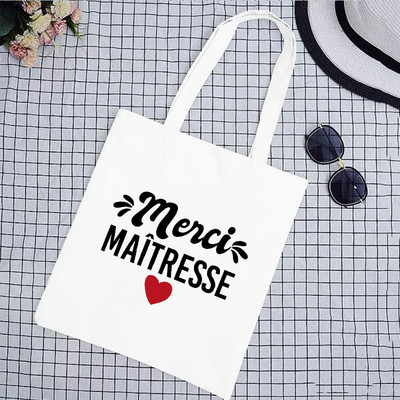 Super Merci Atsem Print Geantă de cumpărături pentru femei Geantă tote din pânză Genți de mână de călătorie în aer liber Geanta de depozitare eco reutilizabilă Cadouri pentru profesori