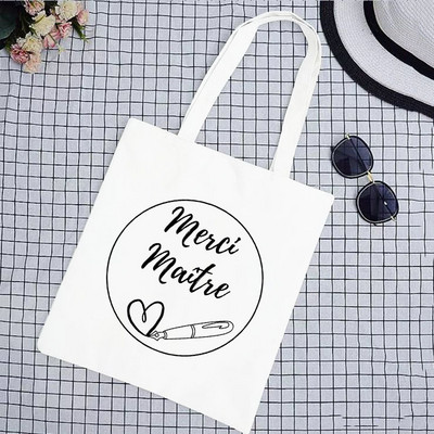 Super Merci Atsem Print Geantă de cumpărături pentru femei Geantă tote din pânză Genți de mână de călătorie în aer liber Geanta de depozitare eco reutilizabilă Cadouri pentru profesori