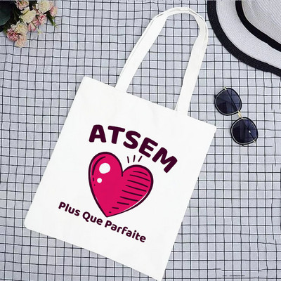 Super Merci Atsem Print Geantă de cumpărături pentru femei Geantă tote din pânză Genți de mână de călătorie în aer liber Geanta de depozitare eco reutilizabilă Cadouri pentru profesori