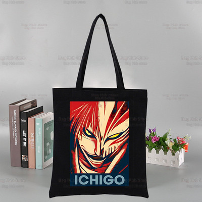 „Bleach Harajuku Canvas“ moterų koledžo Ulzzango juodos didelės kasdienės mados „Kurosaki Ichigo“ japonų anime pečių krepšiai