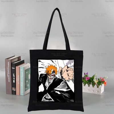 „Bleach Harajuku Canvas“ moterų koledžo Ulzzango juodos didelės kasdienės mados „Kurosaki Ichigo“ japonų anime pečių krepšiai