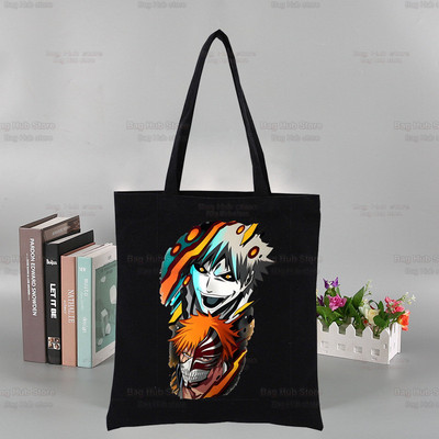 „Bleach Harajuku Canvas“ moterų koledžo Ulzzango juodos didelės kasdienės mados „Kurosaki Ichigo“ japonų anime pečių krepšiai