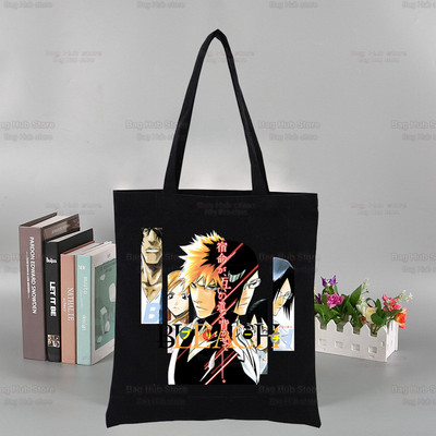 „Bleach Harajuku Canvas“ moterų koledžo Ulzzango juodos didelės kasdienės mados „Kurosaki Ichigo“ japonų anime pečių krepšiai
