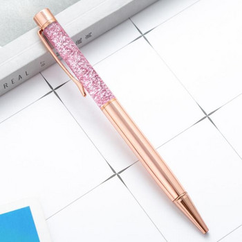 1 τεμ Lytwtw\'s Ballpoint Pen Oil Crystal Metal School Προμήθειες Γραφείου Spinning Rose Gold Shiny Gift Cute Clip Glitter