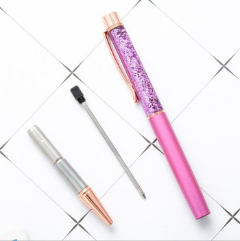 1 τεμ Lytwtw\'s Ballpoint Pen Oil Crystal Metal School Προμήθειες Γραφείου Spinning Rose Gold Shiny Gift Cute Clip Glitter