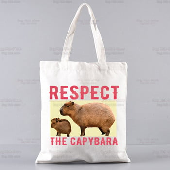 Capybara Funny Canvas Simple Cartoon Print OK I Pull Up Τσάντες για ψώνια Κορίτσια Animal Fashion Life Casual Pacakge Τσάντα χειρός