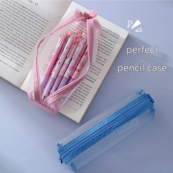 Kawaii Grid калъфи за моливи за момичета и момчета Сладка корейска канцеларска чанта за молив с канцеларски принадлежности за канцеларски принадлежности за обратно на училище