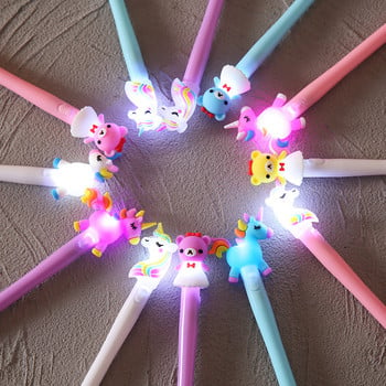 4 τεμάχια/Κουτί Kawaii Bear Pony Unicorn Luminous Pen Stationery Cute Gel Pens Σχολικά Προμήθειες 0,5mm Gel μελάνι Μαύρο Αξεσουάρ γραφείου