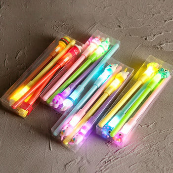 4 τεμάχια/Κουτί Kawaii Bear Pony Unicorn Luminous Pen Stationery Cute Gel Pens Σχολικά Προμήθειες 0,5mm Gel μελάνι Μαύρο Αξεσουάρ γραφείου