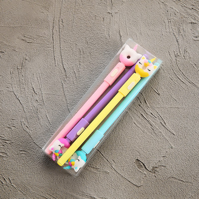 4Pcs/Box Kawaii Bear Pony Unicorn Svjetleća olovka Uredski pribor Slatke gel olovke Školski pribor 0,5 mm Gel tinta Crna uredska oprema