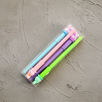 4Pcs/Box Kawaii Bear Pony Unicorn Svjetleća olovka Uredski pribor Slatke gel olovke Školski pribor 0,5 mm Gel tinta Crna uredska oprema