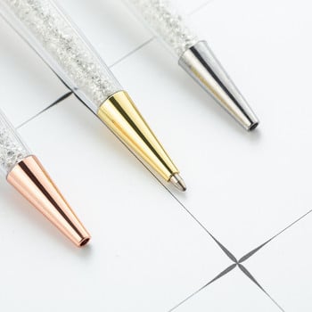 1 τεμάχια Lytwtw\'s Crystal Ballpoint Στυλό Επιστολόχαρτο Σχολικό Προμήθειο Γραφείου Spinning Metal Υψηλής ποιότητας ρολό πολυτελείας ροζ χρυσό