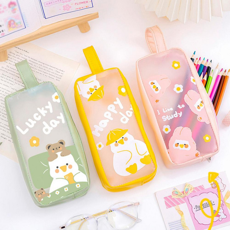 Geantă pentru creion, cu șnur special puternic, cu model de animale, pentru studenți de școală, trusa de creion pentru birou, husă pentru creion