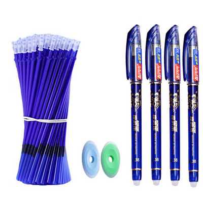 55 bucăți/set pixuri cu gel ștergebile Pixuri albastre Tije 0,5 mm rezerve de cerneală stilou cu bile cu mâner lavabil Papetarie Rechizite școlare de birou