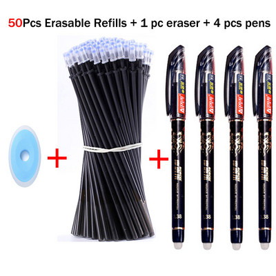 55 bucăți/set pixuri cu gel ștergebile Pixuri albastre Tije 0,5 mm rezerve de cerneală stilou cu bile cu mâner lavabil Papetarie Rechizite școlare de birou