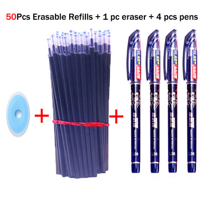 55 bucăți/set pixuri cu gel ștergebile Pixuri albastre Tije 0,5 mm rezerve de cerneală stilou cu bile cu mâner lavabil Papetarie Rechizite școlare de birou