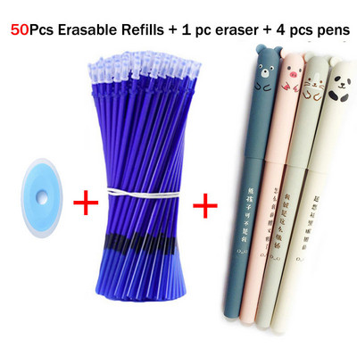 55 bucăți/set pixuri cu gel ștergebile Pixuri albastre Tije 0,5 mm rezerve de cerneală stilou cu bile cu mâner lavabil Papetarie Rechizite școlare de birou