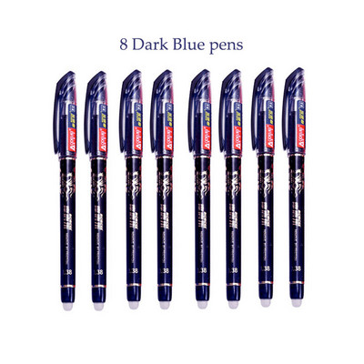 55 bucăți/set pixuri cu gel ștergebile Pixuri albastre Tije 0,5 mm rezerve de cerneală stilou cu bile cu mâner lavabil Papetarie Rechizite școlare de birou