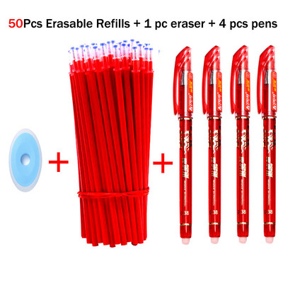 55 bucăți/set pixuri cu gel ștergebile Pixuri albastre Tije 0,5 mm rezerve de cerneală stilou cu bile cu mâner lavabil Papetarie Rechizite școlare de birou