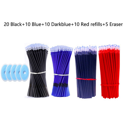 55 bucăți/set pixuri cu gel ștergebile Pixuri albastre Tije 0,5 mm rezerve de cerneală stilou cu bile cu mâner lavabil Papetarie Rechizite școlare de birou