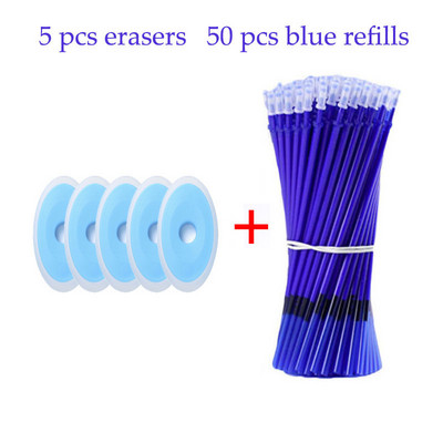 55 bucăți/set pixuri cu gel ștergebile Pixuri albastre Tije 0,5 mm rezerve de cerneală stilou cu bile cu mâner lavabil Papetarie Rechizite școlare de birou