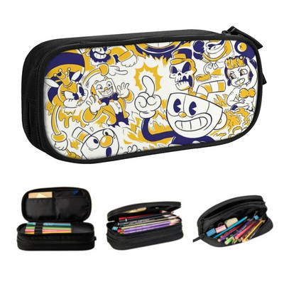 Prilagođena vintage Cuphead Mugman Kawaii pernica Djevojčica Dječak Pernica velikog kapaciteta za video igre Školski pribor