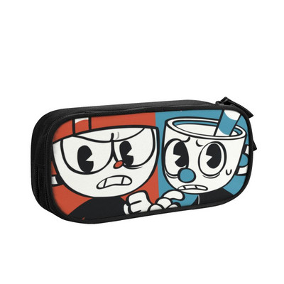 Προσαρμοσμένη Vintage Cuphead Mugman Kawaii Μολυβοθήκη Κορίτσι Αγόρι Βιντεοπαιχνιδιού Μεγάλης Χωρητικότητας Σχολικά Αξεσουάρ