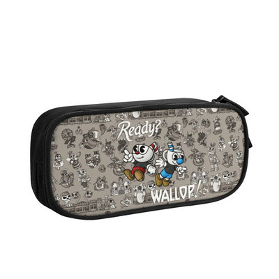 Προσαρμοσμένη Vintage Cuphead Mugman Kawaii Μολυβοθήκη Κορίτσι Αγόρι Βιντεοπαιχνιδιού Μεγάλης Χωρητικότητας Σχολικά Αξεσουάρ