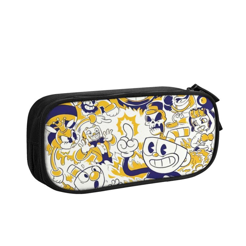 Προσαρμοσμένη Vintage Cuphead Mugman Kawaii Μολυβοθήκη Κορίτσι Αγόρι Βιντεοπαιχνιδιού Μεγάλης Χωρητικότητας Σχολικά Αξεσουάρ