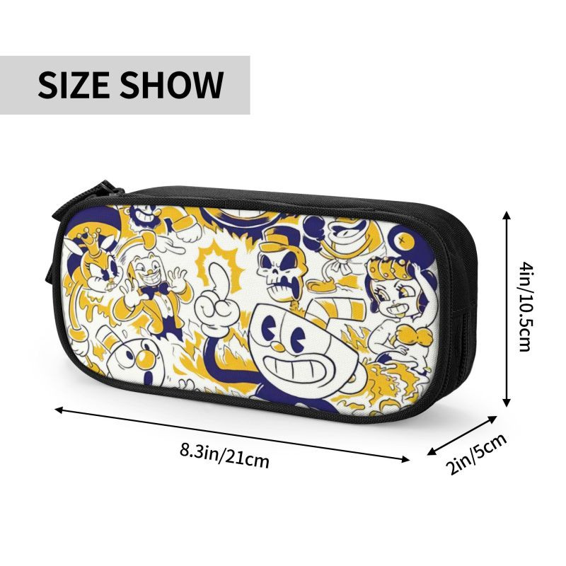 Προσαρμοσμένη Vintage Cuphead Mugman Kawaii Μολυβοθήκη Κορίτσι Αγόρι Βιντεοπαιχνιδιού Μεγάλης Χωρητικότητας Σχολικά Αξεσουάρ