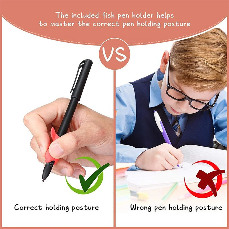 Pix cu bilă de glumă magică cu cerneală dispărută, invizibil lent, într-o oră, pixuri cu bilă decolorate + 10 buc. Suport pentru stilou de reumplere, caligrafie pentru copii