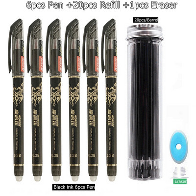 27Pcs/Set Izbrisiva gel olovka Plava tinta 0,5 mm periva drška Kawaii olovke Štapići za punjenje za školske olovke Alat za pisanje Slatki pribor