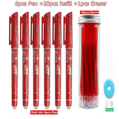 27Pcs/Set Izbrisiva gel olovka Plava tinta 0,5 mm periva drška Kawaii olovke Štapići za punjenje za školske olovke Alat za pisanje Slatki pribor