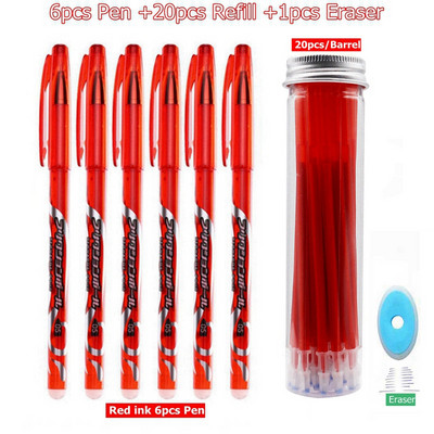 27Pcs/Set Izbrisiva gel olovka Plava tinta 0,5 mm periva drška Kawaii olovke Štapići za punjenje za školske olovke Alat za pisanje Slatki pribor