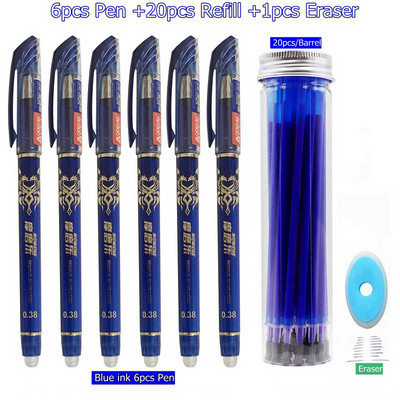 27Pcs/Set Izbrisiva gel olovka Plava tinta 0,5 mm periva drška Kawaii olovke Štapići za punjenje za školske olovke Alat za pisanje Slatki pribor