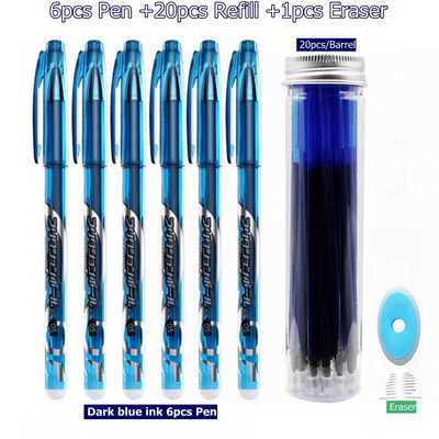 27Pcs/Set Izbrisiva gel olovka Plava tinta 0,5 mm periva drška Kawaii olovke Štapići za punjenje za školske olovke Alat za pisanje Slatki pribor