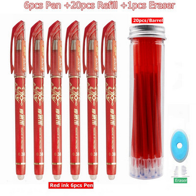 27Pcs/Set Izbrisiva gel olovka Plava tinta 0,5 mm periva drška Kawaii olovke Štapići za punjenje za školske olovke Alat za pisanje Slatki pribor