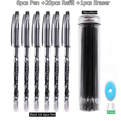 27Pcs/Set Izbrisiva gel olovka Plava tinta 0,5 mm periva drška Kawaii olovke Štapići za punjenje za školske olovke Alat za pisanje Slatki pribor